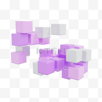世界地图白色3D素材模型_3DC4D立体紫白色方块