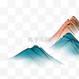 中国风古风青山山峰图片_中国风古风国潮青山描线