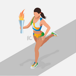 马拉松3图片_女人与体育火炬跑。体育冠军国际