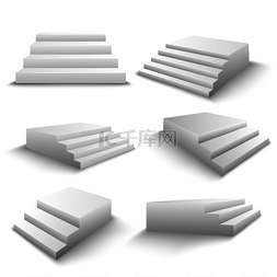 各种形状矢量图片_白色楼梯6个逼真的三维元素集具