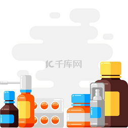 制药废水图片_用药瓶和药丸设计。