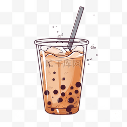奶茶图片_扁平插画手绘免抠元素奶茶