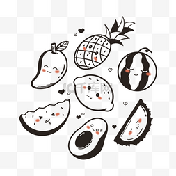 水果表情涂鸦简单组合