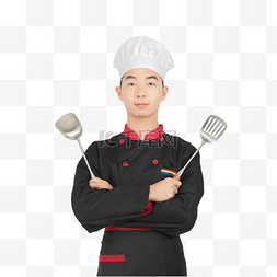 的厨师图片_拿着炒菜铲的男性厨师