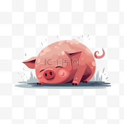 卡通动物插画猪图片_手绘卡通可爱玩耍粉色小猪动物