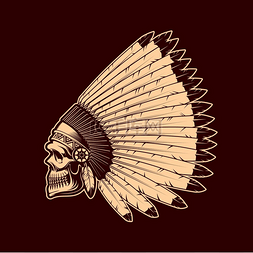 apache图片_印地安人头骨矢量草图与美洲原住