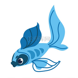 鱼的鳞片图片_卡通海鱼可爱的蓝色水生动物水下