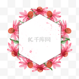 粉色花朵纹理图片_紫锥花水彩粉色花卉边框