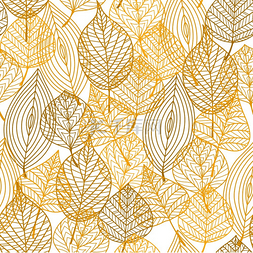秋叶无缝图案，呈黄色、橙色和棕