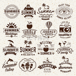 夏季棕榈图片_夏天的版式设计。夏季标识设置。