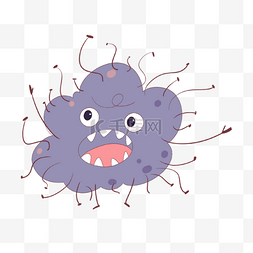 紫色卡通可爱表情病毒细菌
