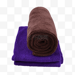 棕色紫色干燥干净毛巾卷