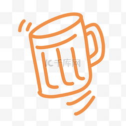 啤酒杯创意图片_橙色线条啤酒杯