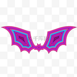 天使翅膀图片_紫色渐变剪纸艺术蝙蝠