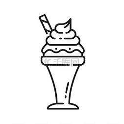 清爽的夏天图片_牛奶酸奶冰淇淋与糖果棒在玻璃花