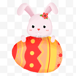 复活节粉色兔子彩色蛋壳