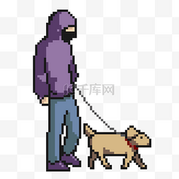 像素散步遛狗紫色抽象