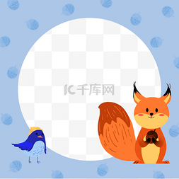 卡通动物头像边框图片_小鸟狐狸蓝色卡通动物facebook边框
