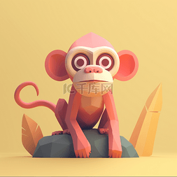 3d卡通动物元素猴