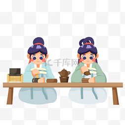 找书的女生图片_茶文化点茶文化古代汉服女生点茶