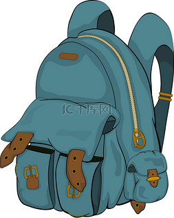 蓝色的背包图片_学校的背包。卡通