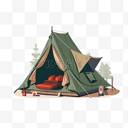 露营帐篷手绘图片_卡通手绘户外露营帐篷