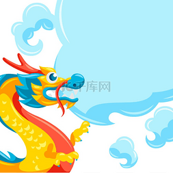 中国传统龙纹图片_与中国龙的卡片。