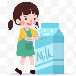 儿童早餐图片_小女孩喝牛奶饮料