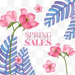 粉色花卉漂浮叶片春季促销