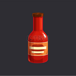 番茄酱瓶包装隔离番茄酱图标。