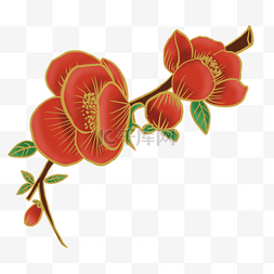 海棠花矢量图片_红色光效金线植物海棠花