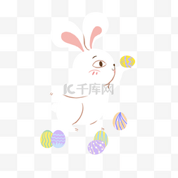 装饰小图运动图片_复活节彩蛋白色可爱兔子