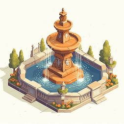 喷泉免抠图ps图片_一个欧式豪华喷泉