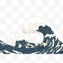 线描风大海海浪