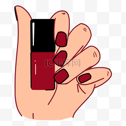 红色指甲油手图片_美甲工具红色指甲油和手掌
