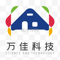 大气简约蓝色科技图片_蓝色简约房子LOGO