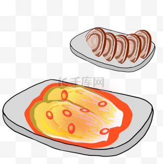韩国特色辣白菜与烤五花肉