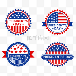 各种各样的美国总统日标签