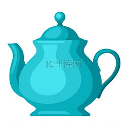 瓷茶壶图片_茶壶配茶的插图。