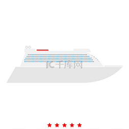 跨大西洋邮轮图标扁平风格跨大西