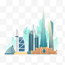 迪拜警徽图片_绿色迪拜城市剪影