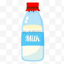 牛红色图片_红色瓶盖卡通牛奶瓶
