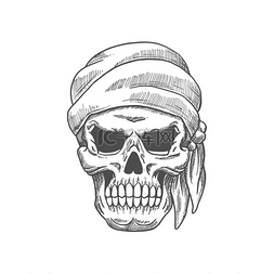 海盗头骨在班达纳孤立的人类骨骼