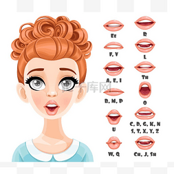 speech图片_Cute red haired woman talking mouth animation