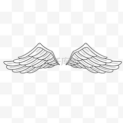 复古线性翅膀鸟羽毛形状天使线稿