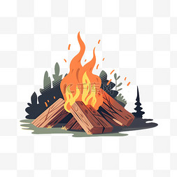 篝火旁的超人图片_卡通手绘篝火火堆插图