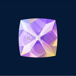 紫色紫水晶，紫色宝石隔离 3D 逼
