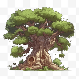 卡通手绘植物大树