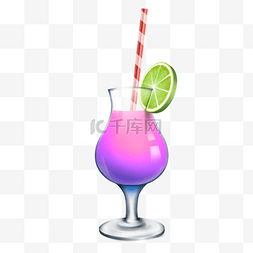 海边雨伞图片_紫色沙滩饮料果汁