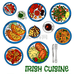 葡萄绿图片_爱尔兰菜肴配以蔬菜炖羊肉和带酱